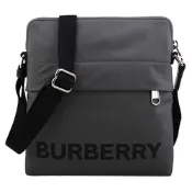 BURBERRY 巴寶莉   字母標誌尼龍拉鍊斜背扁包(深灰)小
