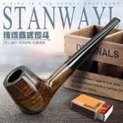 【廠家嚴選】實木煙鬥男士手工石楠木老式旱煙鍋過濾鬥直式煙具送配件