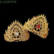ELEGANT8TW泰國皇冠,豐富多彩的閃亮的水鑽皇冠,優質的髮飾傳統的珠寶公主髮梳服飾配件