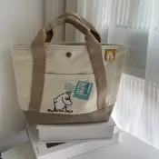 【JC♥HOUSE】日本 moomin姆明亞美 郵便局限定百搭帆布刺繡託特小手提包媽咪包