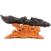 【吉祥開運坊】招財筆【大筆進財 精雕黑檀木招財龍筆 附桃木龍雕底座 招財筆】開光 擇日