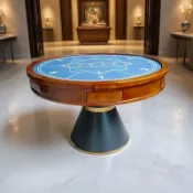 中式仿古狗腿棋牌桌 六角六邊桌 五邊圓桌 德州撲克掼蛋夠級保皇地主家用打牌桌