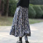 【YUYU】臺灣出貨 免運 夏季女生碎花半身裙大碼女裝碎花半身裙女春夏複古氣質文藝a字裙高腰顯瘦裙子大裙擺