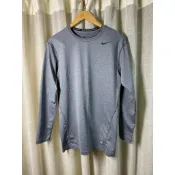 美國🇺🇸 NIKE PRO COMBAT DRI-FIT男 #XL 銀灰色 圓領 長袖 吸濕排汗快乾彈性 緊身健身 T恤