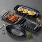 【現貨】【美耐皿】【批發價】密胺餐具 盤子 長方形商用餐廳火鍋店菜盤 配菜餐盤 仿瓷燒烤盤