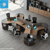 辦公桌椅 電腦桌椅組合 簡約現代 屏風工作位 職員辦公桌 拐角桌 三人位 五人位 員工工作站 滿額免運
