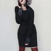南瓜Vintage。KARL LAGERFELD 黑色 圓領 長袖 洋裝