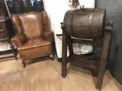 【卡卡頌 歐洲跳蚤市場/歐洲古董 】※清倉特價※十八世紀~德國 奶油 起司攪拌機 手工老木&鐵件 啤酒桶 ss0462