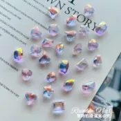 Rainbow Nail  K9美甲尖底鑽 海鹽透粉 混合18顆入 美甲大鑽