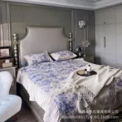 靚靚傢居 美式鄉村莫裏印象高端時尚實木大床 主臥臥室輕奢做舊高背公主婚床 實木床架 雙人床架 單人床架 箱床 掀床