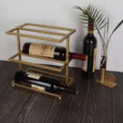 【臺灣出庫】簡約輕奢創意現代金屬擺件 斜放葡萄酒架 客廳酒櫃 酒吧紅酒展示架子 擺飾 架子 現代