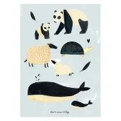 荷蘭Petit Monkey 黑白動物大集合海報(50 x 70 cm)