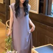 【韓國K.W.】韓國空運輕棉麻維娜女神高品質免穿搭洋裝(小香風/輕量涼感/洋裝/休閒/日系/通勤/渡假)