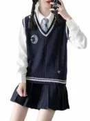 全球選品1館 生活百貨 日月星辰jk製服毛衣馬甲背心學院風春秋新款撞色針織寬鬆背心小眾