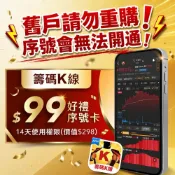 籌碼K線好禮序號卡－APP 14天使用權限【軟體好禮序號卡】