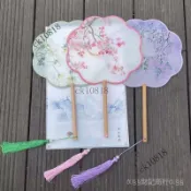 ✨可開發票#兒童複古風團扇古典宮扇中國風圓扇子漢服女扇旂袍走秀演齣舞蹈扇#免運費