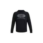 (店+)【UNDER ARMOUR】1369470-001 UA Rival 正面大Logo印花連帽套頭長袖帽T 男款 黑色