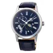 【ORIENT】東方錶 RA-AK0011D《藍寶石防刮鏡面系列 日月相機械腕錶》43mm/藍