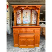 香榭二手家具*柚木色半實木5尺2 上下座神櫥-祖先桌-上蓋神桌-神明桌-佛桌-拜拜桌-供桌-公媽桌-中古神桌-實木佛櫥