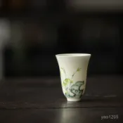 ⚡叄景頁商店⚡手繪太湖石竹子聞香杯高身主人杯功夫茶具品茗杯陶瓷單杯德化瓷