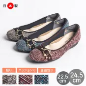 現貨 日本製造，ARCH CONTACT 扣環布面圓形鞋，3.0 厘米鞋跟，低跟平底女鞋 3色