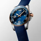 LONGINES 浪琴 深海征服者浪鬼陶瓷潛水機械錶-藍x玫瑰金/41mm L3.781.3.98.9