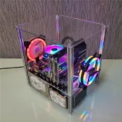 風鈴草百貨 開放DIY臺式電腦機殼透明亞克力玻璃IMATX簡約鋁合金組裝主板支架