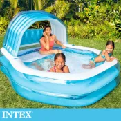 【INTEX】遮陽長形游泳池/戲水池/泳池/兒童泳池/充氣泳池/遊戲池 容水量530L適3歲+(57186NP)