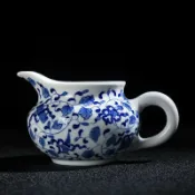 全球選品1館 生活百貨 景德鎮陶瓷青花瓷手繪公道杯 手工功夫茶具配件公平杯分茶器勻杯