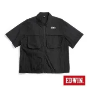 EDWIN 男裝 短袖襯衫式防風外套-黑色