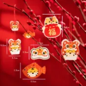 ▪30枚▪新年過年裝飾發財樹小掛件(附吊繩）/插牌紙卡/春節佈置掛飾/烘焙包裝禮盒吊牌