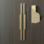 威吉優品 可客製 拉手 大門拉手 把手 新中式實木大門拉手金色刻字酒店包廂實心鋁精雕雙開玻璃門把手