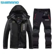Shimano釣魚套裝 防水防寒防風 加絨釣魚服 釣魚外套 釣魚褲 四季衝鋒衣 彈力面料 戶外釣魚裝備