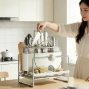 轉機商店 【304不鏽鋼】廚房置物架 刀架 砧板架 刀具收納 筷籠 鍋鏟架 一體收納 多功能 瀝水通風 防黴防潮 廚房檯面收納神器
