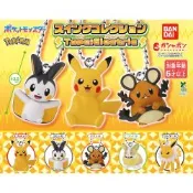 全套5款 日本正版 精靈寶可夢 公仔吊飾 電系 扭蛋 轉蛋 皮卡丘 電飛鼠 咚咚鼠 來電汪 雷伊布 神奇寶貝 BANDAI 萬代 - 810466