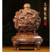 九轉乾坤鼎 開運祥龍鎮宅擺件49cm 九龍開運吉祥物 客廳玄關旺運招財擺飾 中式富貴辦公室裝飾品 居家店鋪擺設 開業喬遷送禮高級工藝品