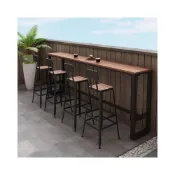 (店+)可開發票 戶外吧檯桌椅室外防腐防曬防水靠牆高腳桌咖啡店露台長條桌椅組合 室外長條桌 戶外桌子