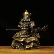 【核心賣點】純銅關公坐像 銅關公 武財神 關二爺像 關聖帝君 關羽橫刀 關公擺件 家居客廳 車載裝飾 風水 宗教用品 擺