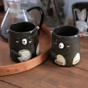 小熊手作復古咖啡杯 / 日式陶瓷手握杯 / 家用禮物