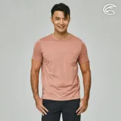 【城市綠洲】ADISI 男合撚超細纖維抑菌短袖口袋圓領T AL2311083 (M-XL) 豆沙粉｜抗UV 吸濕排汗 快乾 抗菌 彈性 排汗衣