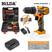 【HILDA】希爾達電動工具 21V 充電式 鋰電電鑽/起子機   單電池   標準配備 20件 非震動 套裝組 HL21-1S