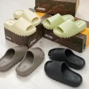 (店+)【JEEP 吉普】現貨 Jeep 拖鞋 踩屎感 米白 深咖 黑色 果綠 全防水 鋸齒底 麵包拖鞋 Yeezy平替款