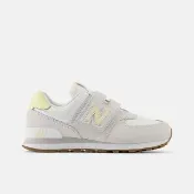 【NEW BALANCE】574 中童 運動休閒鞋 復古鞋 寬楦 魔鬼氈 舒適 淺灰 黃(PV574CBL)
