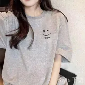 「Momo Girl」10款灰色T恤短袖 學生ins寬鬆設計 潮流上衣衫t恤女 oversize韓版休閑 簡約寬鬆大尺碼