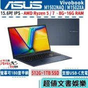 ASUS 華碩 Vivobook M1502NAQ / M1502XA 藍【15.6吋/AMD Ryzen/Buy3c】