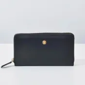 【VERSACE 凡賽斯】金屬梅杜莎牛皮拉鍊長夾 黑色 (1006265 1A02150)