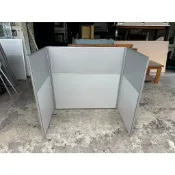 香榭二手家具*ㄇ字型4尺 120cm 銀色2.5cm薄屏風 -OA屏風-辦公屏風-一人座屏風-單人屏風-隔間屏風-擋板