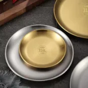 🔥臺灣24H🔥韓式不鏽鋼盤子316食品級特厚烤肉圓盤 平底淺盤骨碟盤水果盤託盤 平盤 燒烤盤 不鏽鋼菜盤 露營餐盤