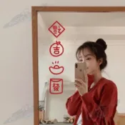 新年喜慶福字玻璃貼紙鏡子喜慶春節廚房移門窗戶裝飾防撞防水墻貼 春節貼紙 2025年掛貼 春節裝飾 蛇年裝飾 20 小宇宙