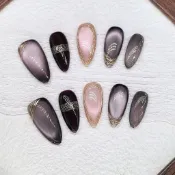 【台灣出貨】🎀Momo美甲🎀【埃及豔后】高階輕奢美甲純手工復古顯白紫色貓眼杏仁款穿戴甲